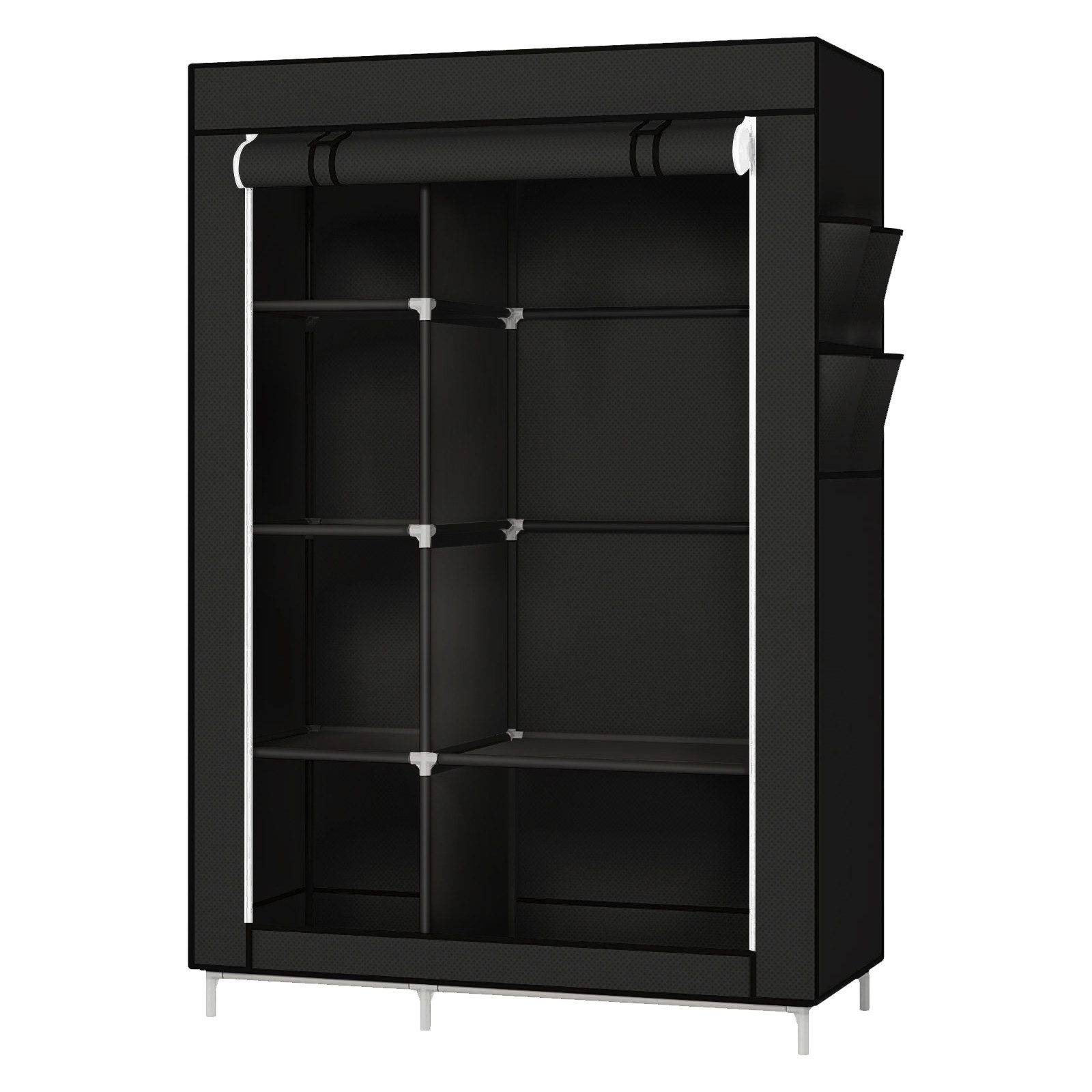 JEOBEST Stoffschrank Kleiderschrank mit Überzug aus Vliesstoff, Kleiderstange (Stück, 1-St) 6 Ablagen 105 x 45 x 170 cm