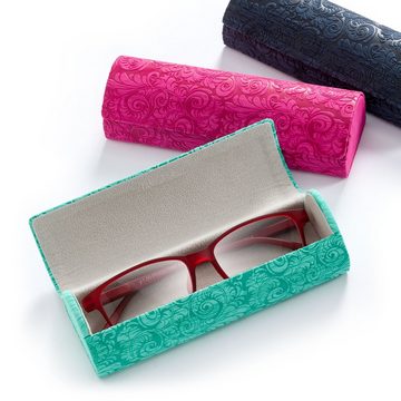 FEFI Brillenetui in floraler Relief-Optik - Hardcase, Set aus 1 Etui + hochwertigem Mikrofasertuch