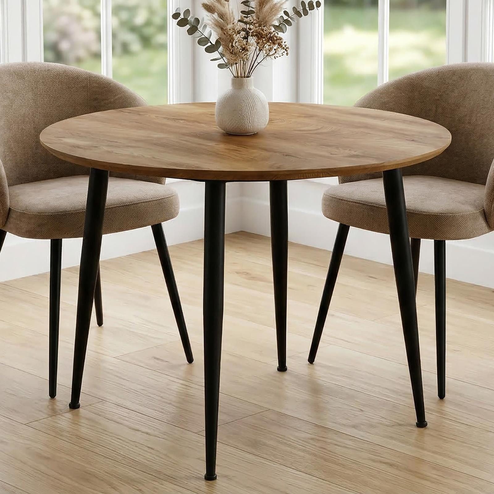 IDIMEX Esstisch NEVERS, rund 100 cm, stabiles Metallgestell, Tischplatte in Holzoptik Nussbaum