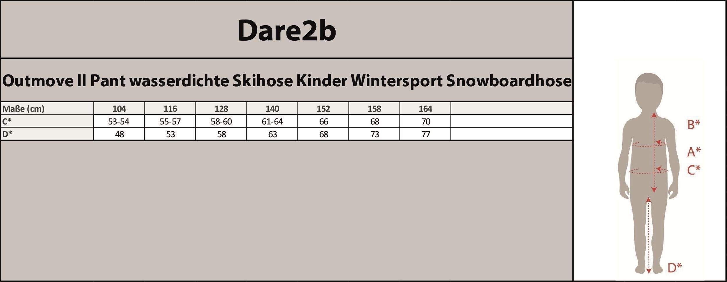 Dare2b Schneehose Outmove II Black Kinder, wasserdicht, für Snowboarden, Rodeln