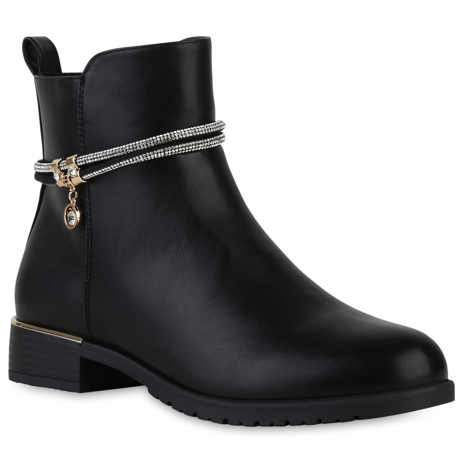 VAN HILL 840507 Stiefelette Damen Leicht Gefütterte Klassische Stiefeletten Zierperlen