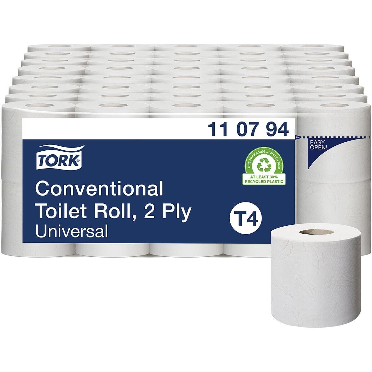TORK Toilettenpapier Universal (70-St), 2-lagig, Recyclingpapier, weiß mit Prägung, 250 Blatt/Rolle
