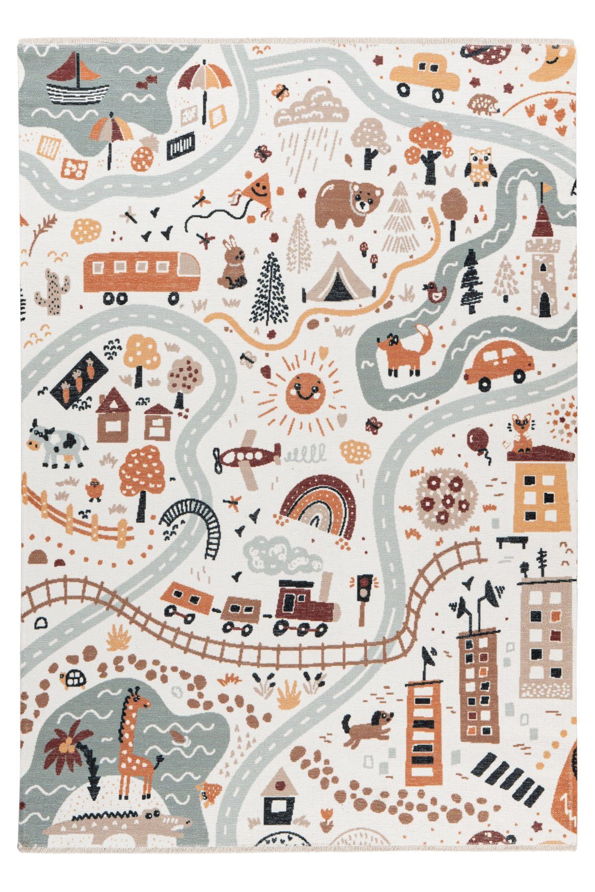 Obsession Kinderteppich My Greta 622, rechteckig, Höhe: 6 mm, bedruckt, mit Straßen Motiv, waschbar, mit Fransen, Kinderzimmer