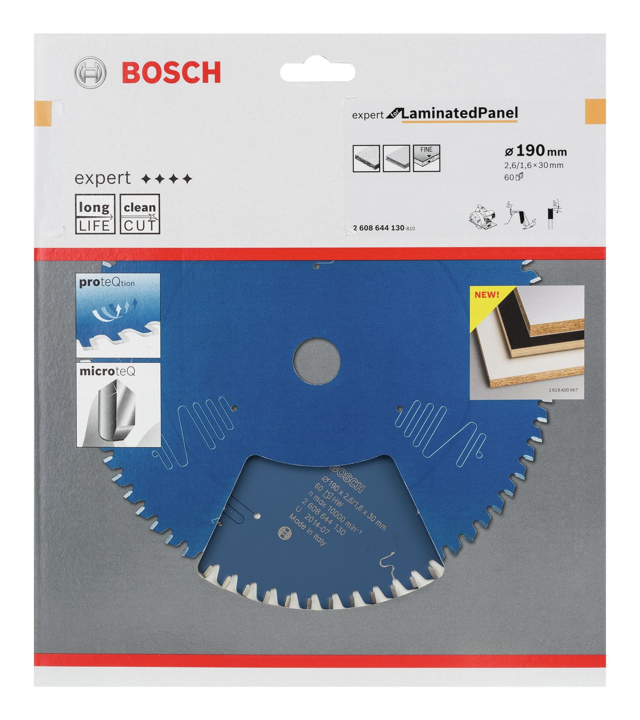Thumbnail - BOSCH Kreissägeblatt, Expert for Laminated Panel 60Z - 190 x 30 x 2,6 mm