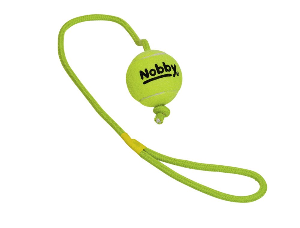 Tierball Tennisball mit Wurfschlaufe, M, 6,5cm, Seil 70cm