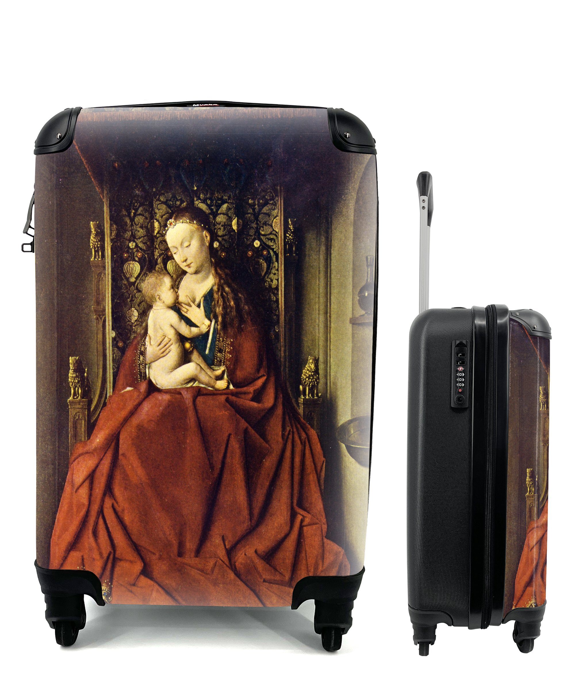 MuchoWow Handgepäckkoffer Lucca Madonna - Gemälde von Jan van Eyck, 4 Rollen, Reisetasche mit rollen, Handgepäck für Ferien, Trolley, Reisekoffer