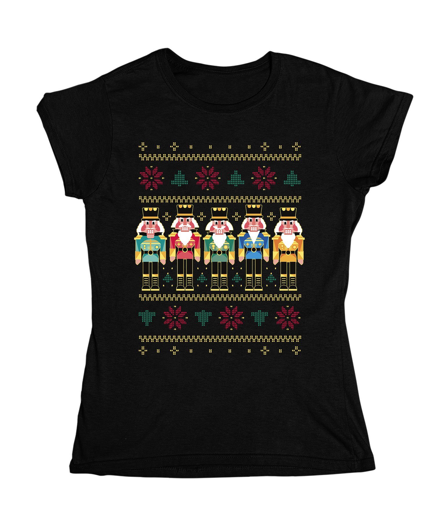 Quattro Formatee Kurzarmshirt Der Nussknacker Ugly Christmas Sweater Stil Damen (1-tlg)