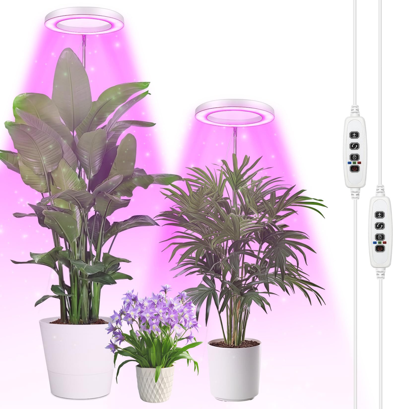 Rosnek Pflanzenlampe LED Vollspektrum, 72 LEDs, 9 Helligkeitsstufen, LED fest integriert, Höhenverstellbar 35–155 cm, Timer 3/9/12 Stunden, Innenlampe