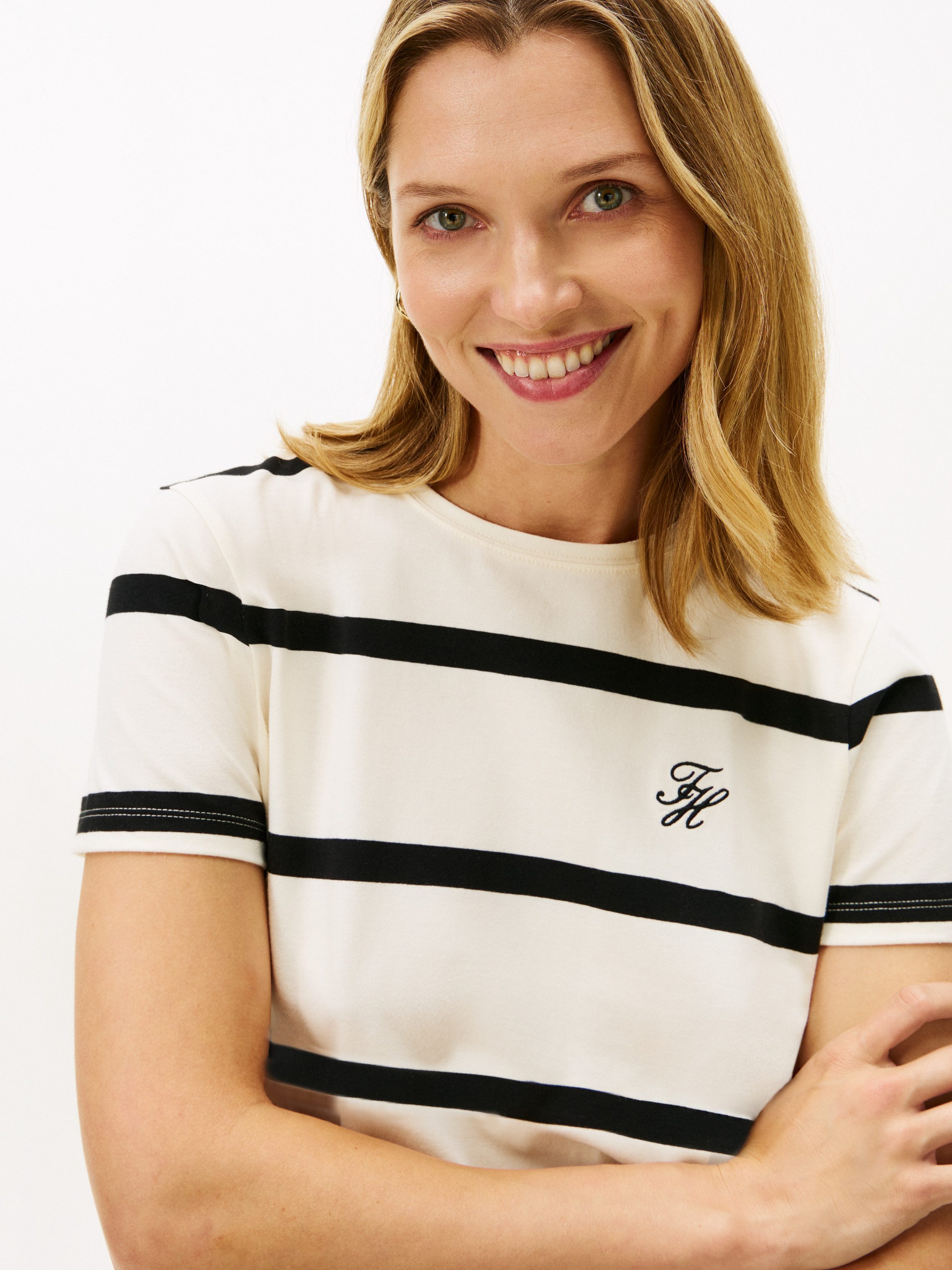 Tommy Hilfiger Kurzarmshirt TH SCRIPT REG C-NK SS TEE Stretch, Baumwollmisc günstig online kaufen