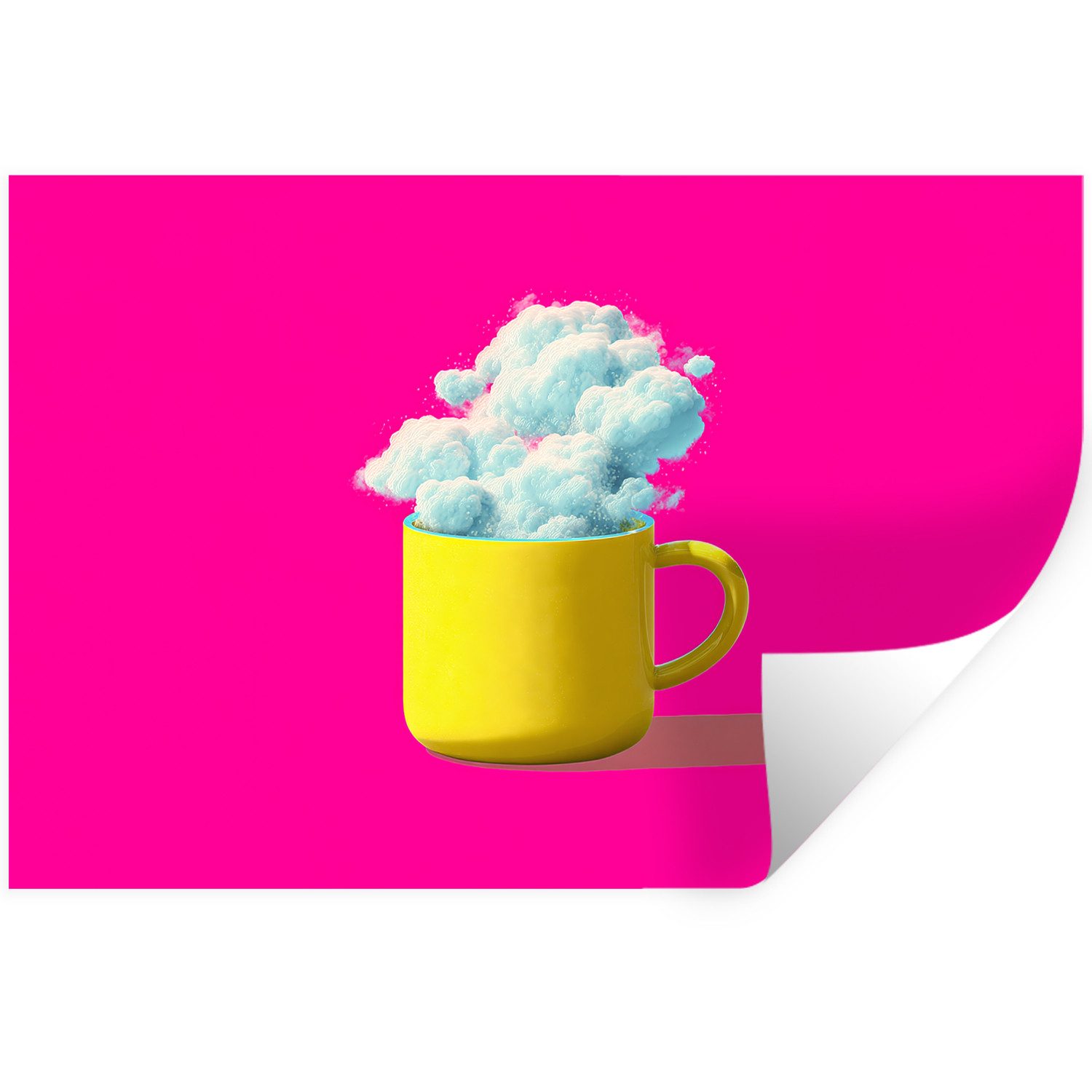 MuchoWow Wandsticker Becher - Wolken - Rosa - Minimalistisch (1 St), Wanddeko, Aufkleber, Wandtattoo, 120x80 cm