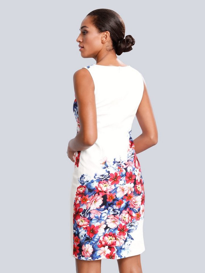 Alba Moda Kleid mit floralem Druck in weiß