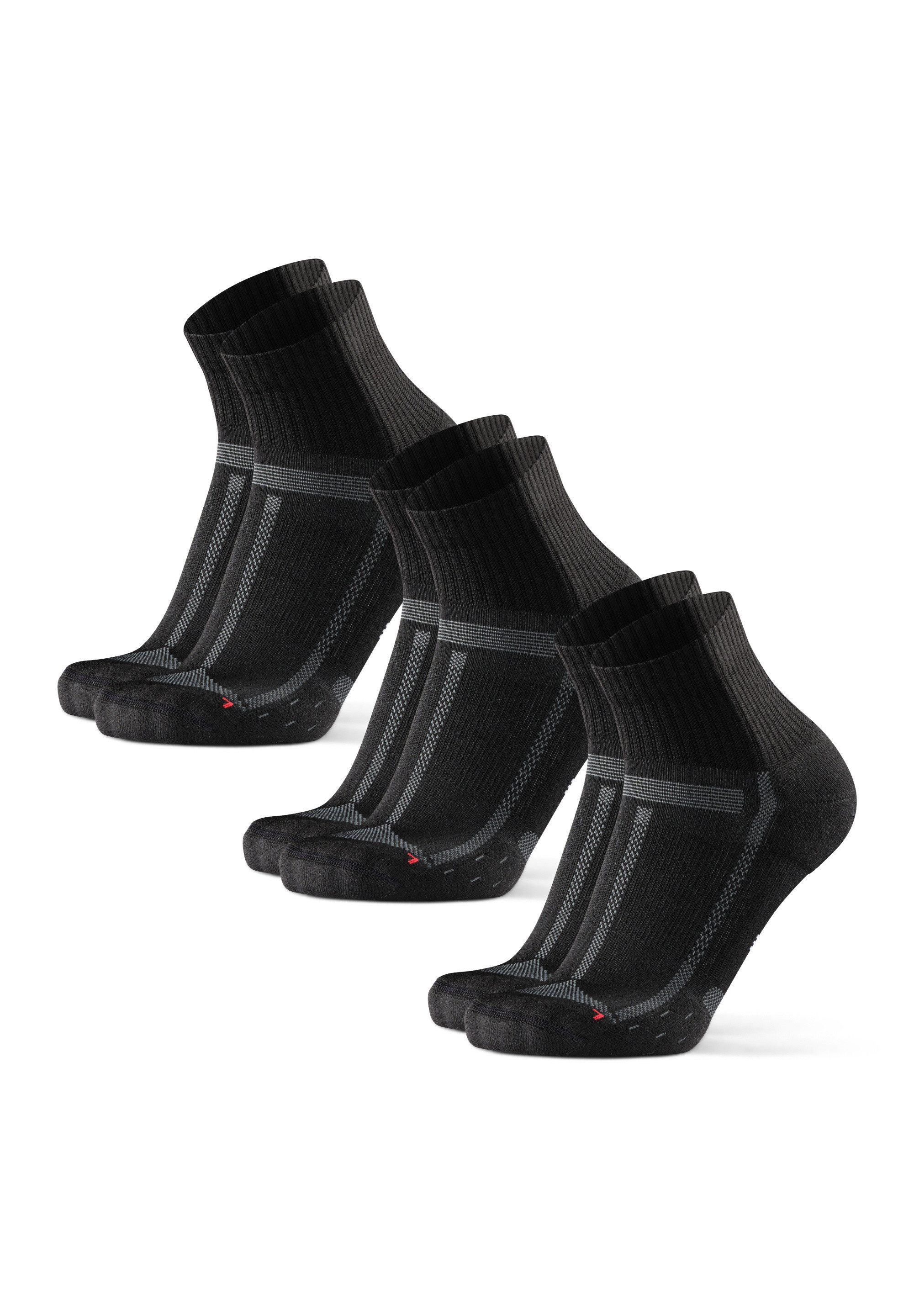 DANISH ENDURANCE Basicsocken Long Distance Quarter (3-Paar) rutschfeste Sportsocken, Ideal für Läufer, Anti-Blasen
