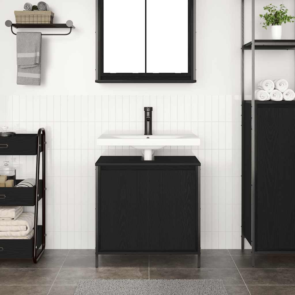 vidaXL Badezimmerspiegelschrank Waschbeckenunterschrank Schwarz 60x34,5x60 günstig online kaufen