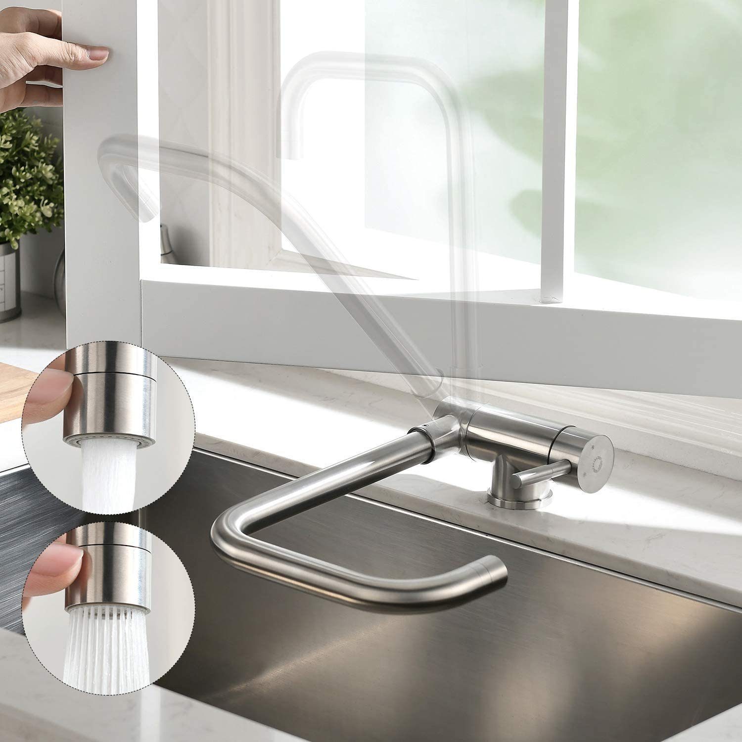 CECIPA Küchenarmatur Wasserhahn Küche Umklappbar Küchenarmatur 360 ° drehbar