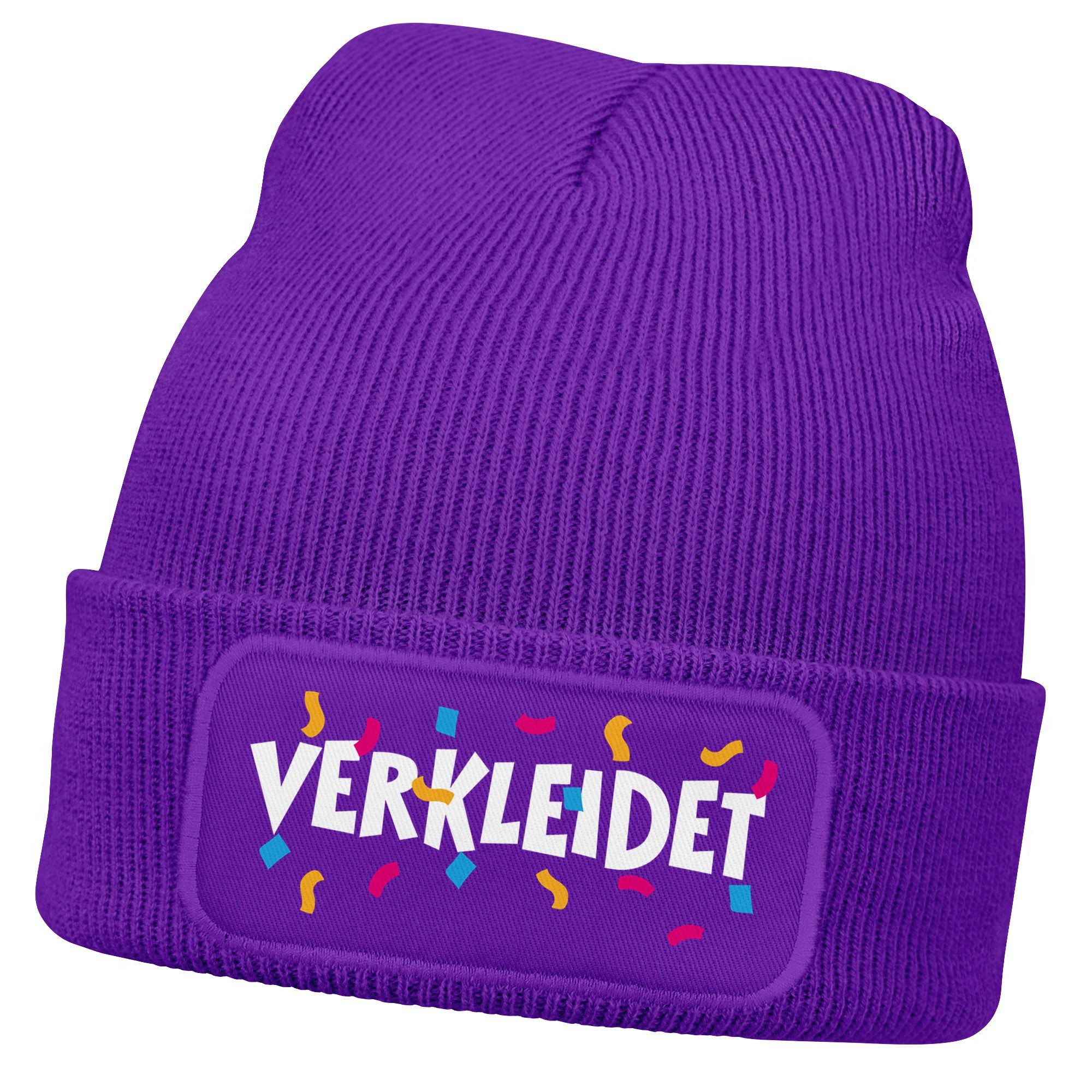 MoonWorks Strickmütze Damen Beanie Patch Strickmütze Spruch Karneval Fasching Aufdruck