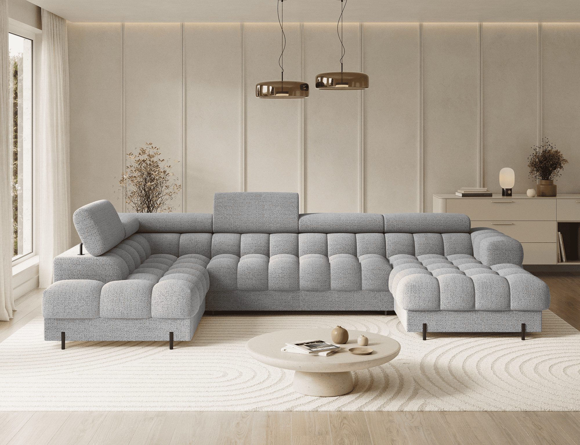 MOEBLO Ecksofa Vinca, Modernes U-Form Sofa mit Schlaffunktion, großem Staur günstig online kaufen