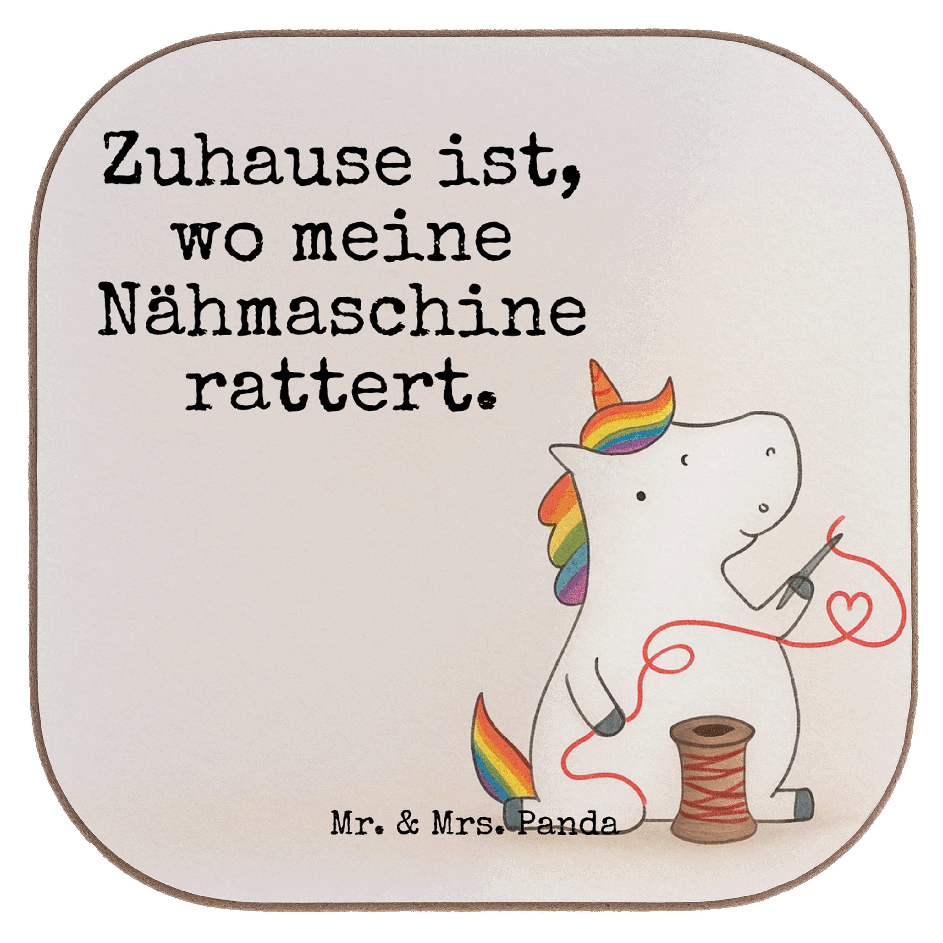 Mr. & Mrs. Panda Getränkeuntersetzer Einhorn Näherin Design, Untersetzer für Gläser, Weiß, Glas, Freundin, Packung, Basteln Untersetzer Glas party untersetzer