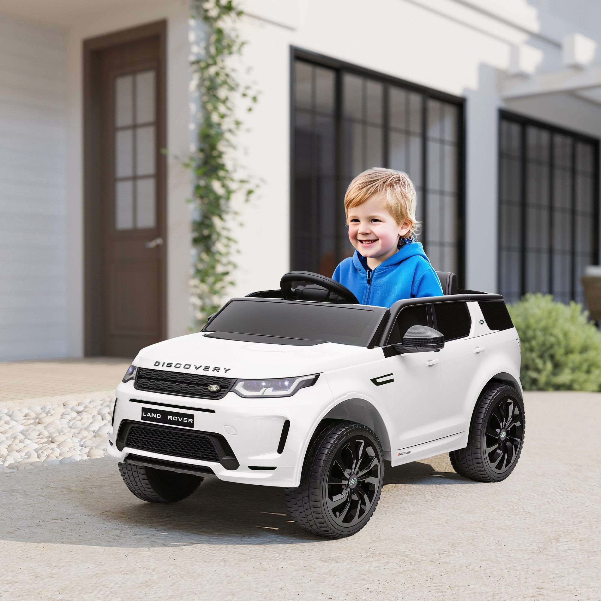 AIYAPLAY Elektro-Kinderauto 12V Kinderauto mit 2,4G Fernbedienung, Musik, Hupe, Belastbarkeit 25 kg, (1-tlg), 3-5 km,h, für Kinder 3-6 Jahre, Weiß