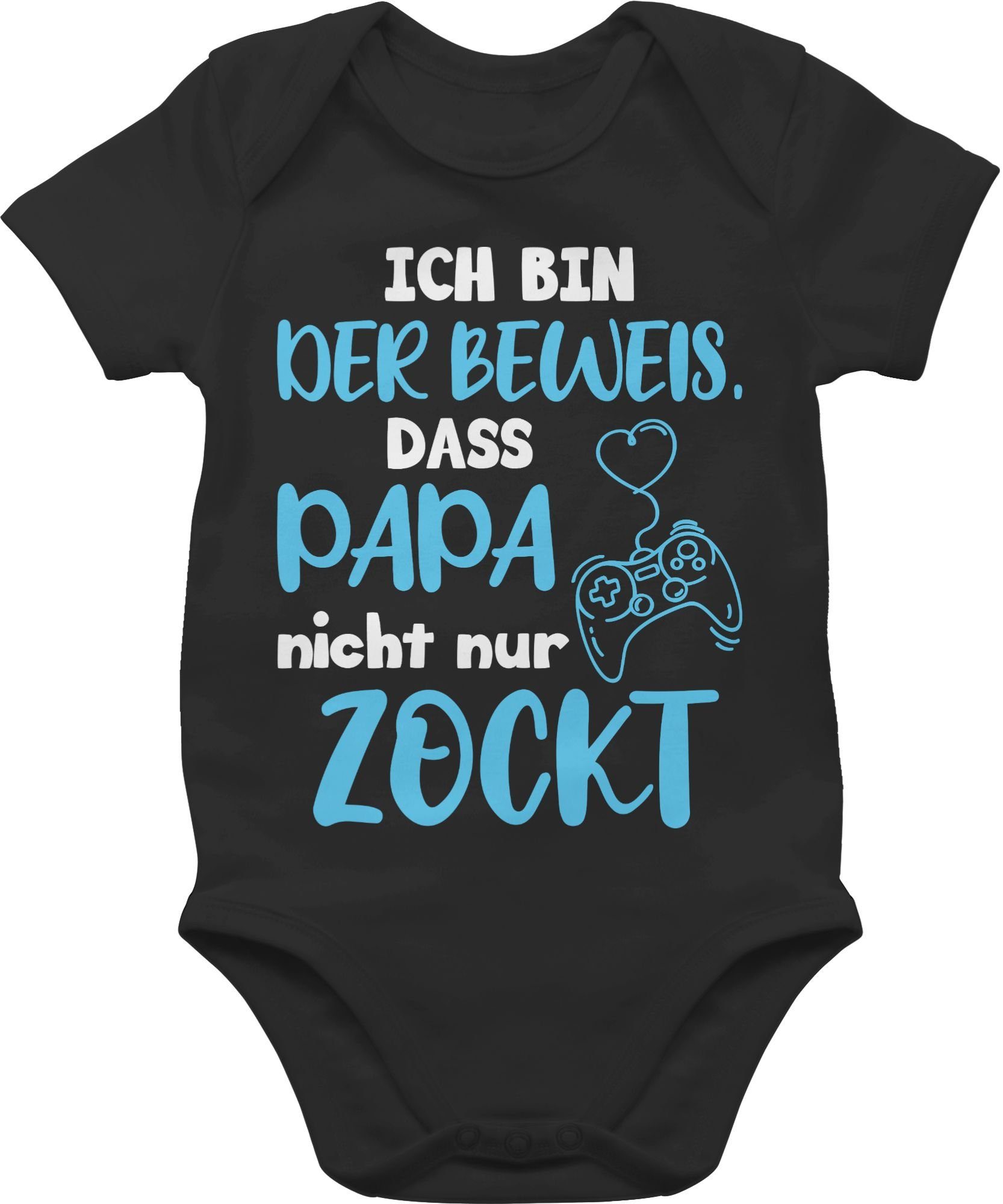 Shirtracer Shirtbody Ich bin der Beweis, dass Papa nicht nur zockt Blau Weiß Geschenk Vatertag Baby 2 Schwarz