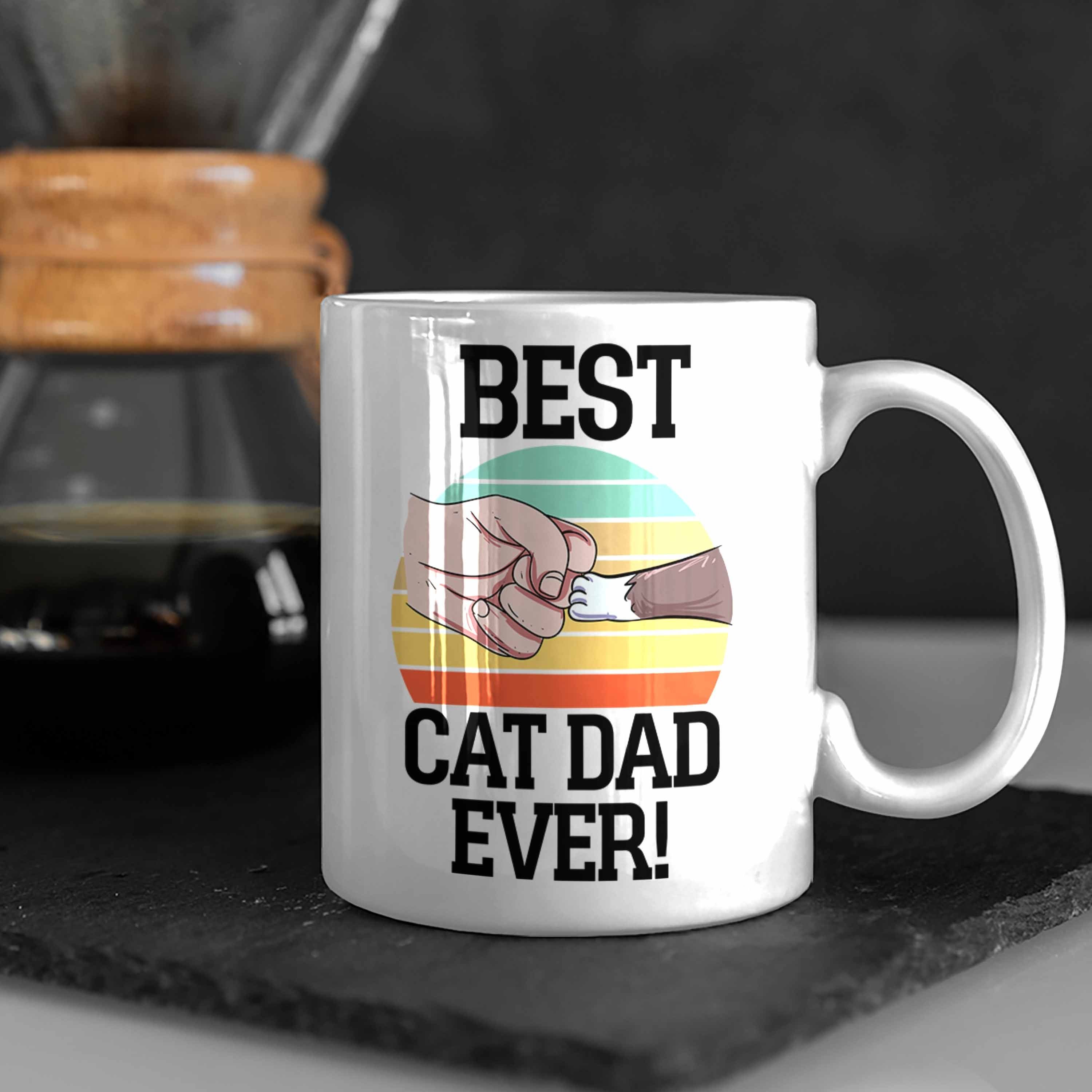 Geschenkidee Katzenmotiv Cat Tasse Tasse Katzen-Papa für Dad Ever Trendation Best Weiss
