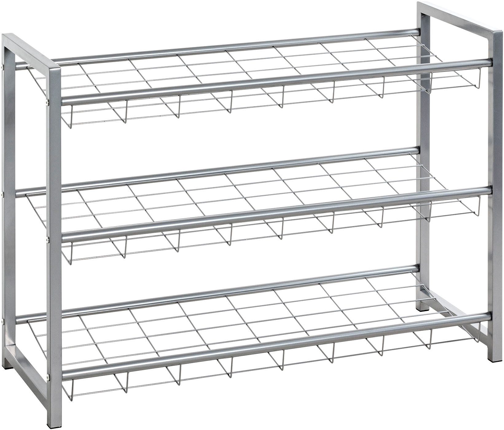 HAKU Schuhregal Schuhaufbewahrung, rechteckig - aus Metall Grau - B/T/H 80/30/60 cm