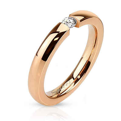 BUNGSA Fingerring Ring mit Kristall Rosegold aus Edelstahl Damen (Ring, 1-tlg), Frauen Mädchen