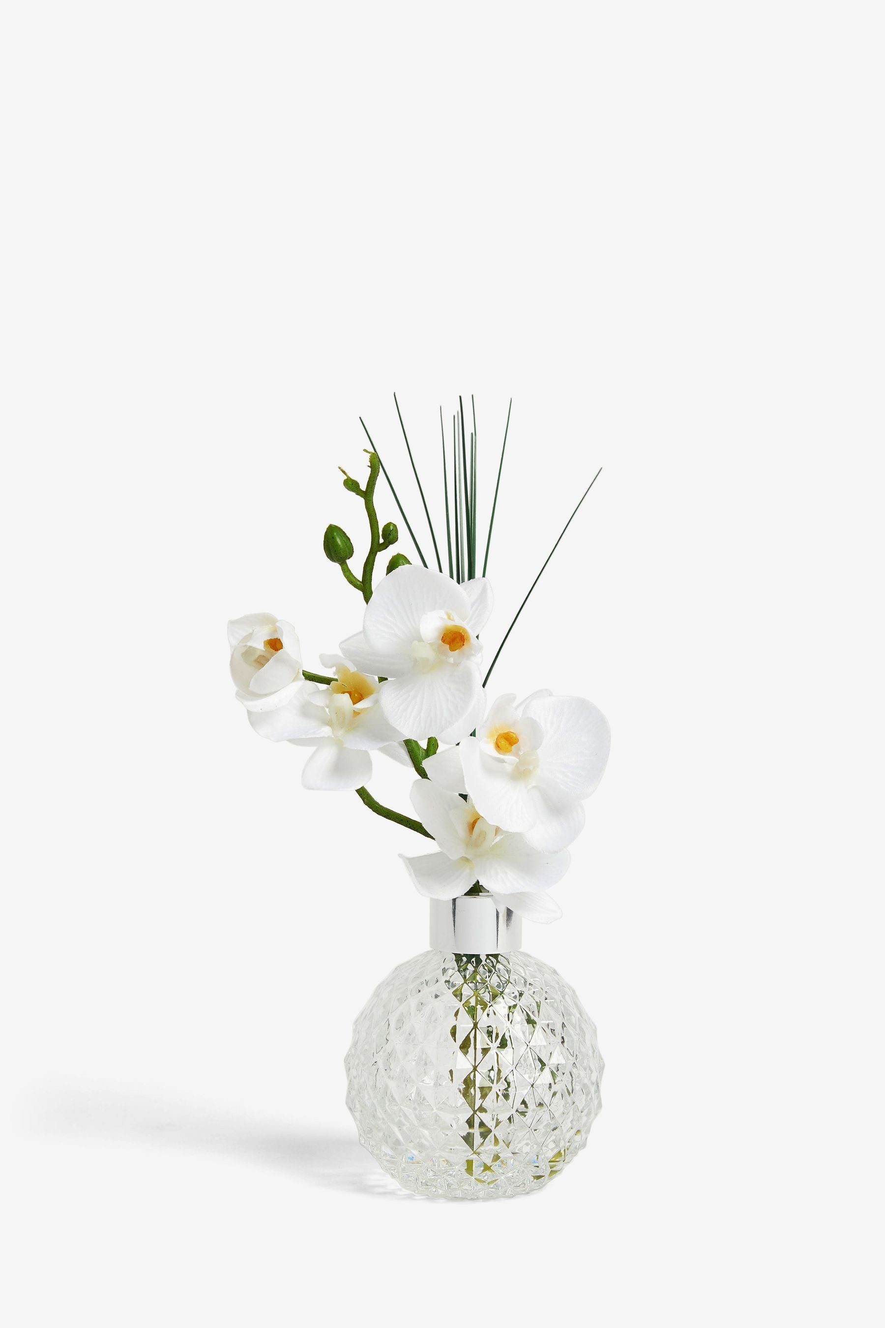 Kunstblume Facetten-Glasvase mit künstlicher Orchidee, Next