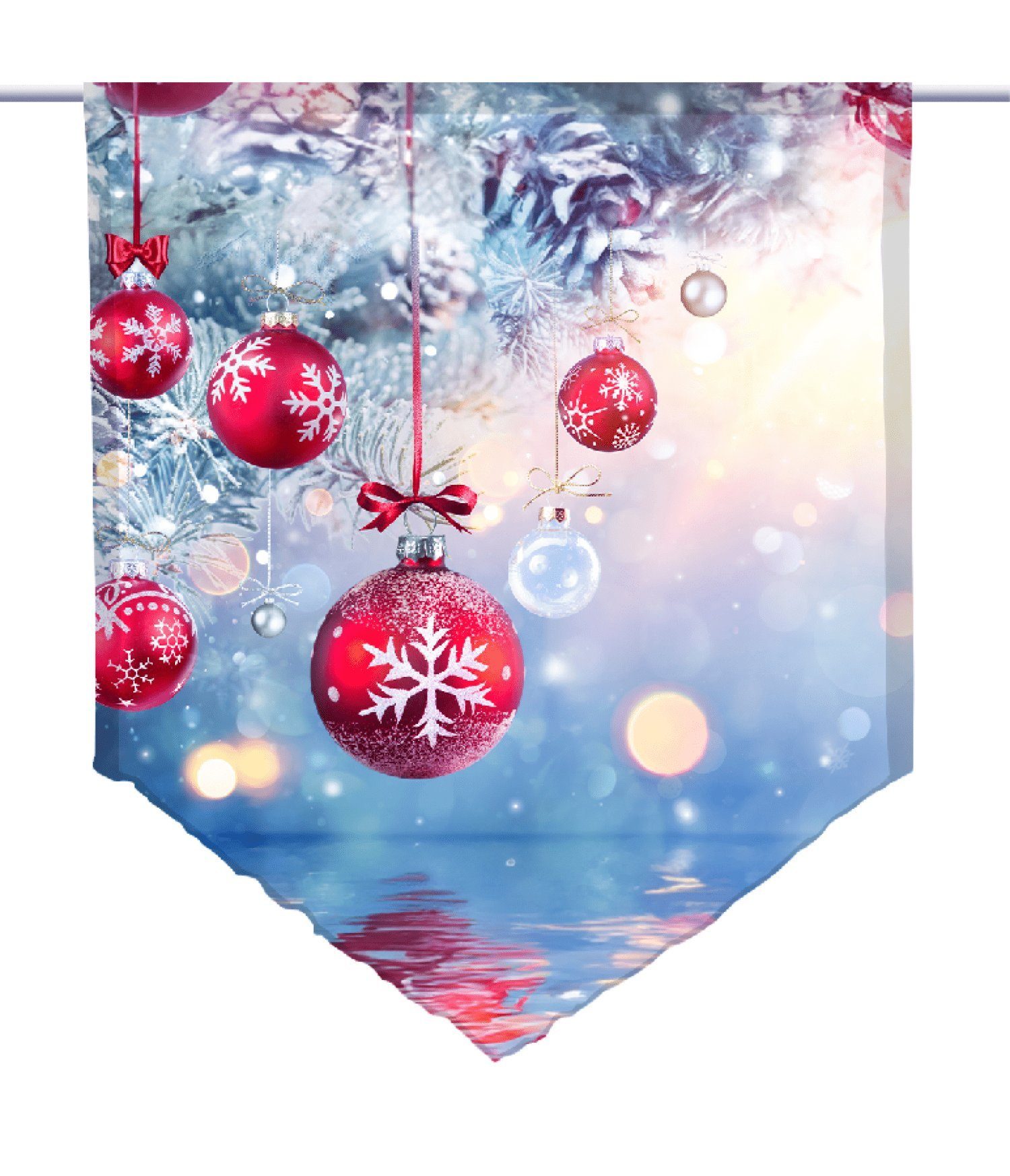 Scheibengardine Weihnachten in blau two - spitzer Scheibenhänger, gardinen-for-life