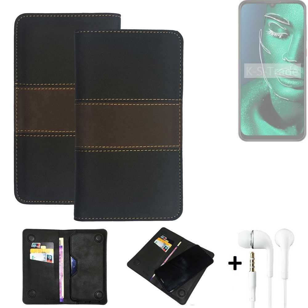K-S-Trade Handyhülle für ZTE Blade 10, Handyhülle + Kopfhörer Schutzhülle Walletcase Bookstyle Tasche