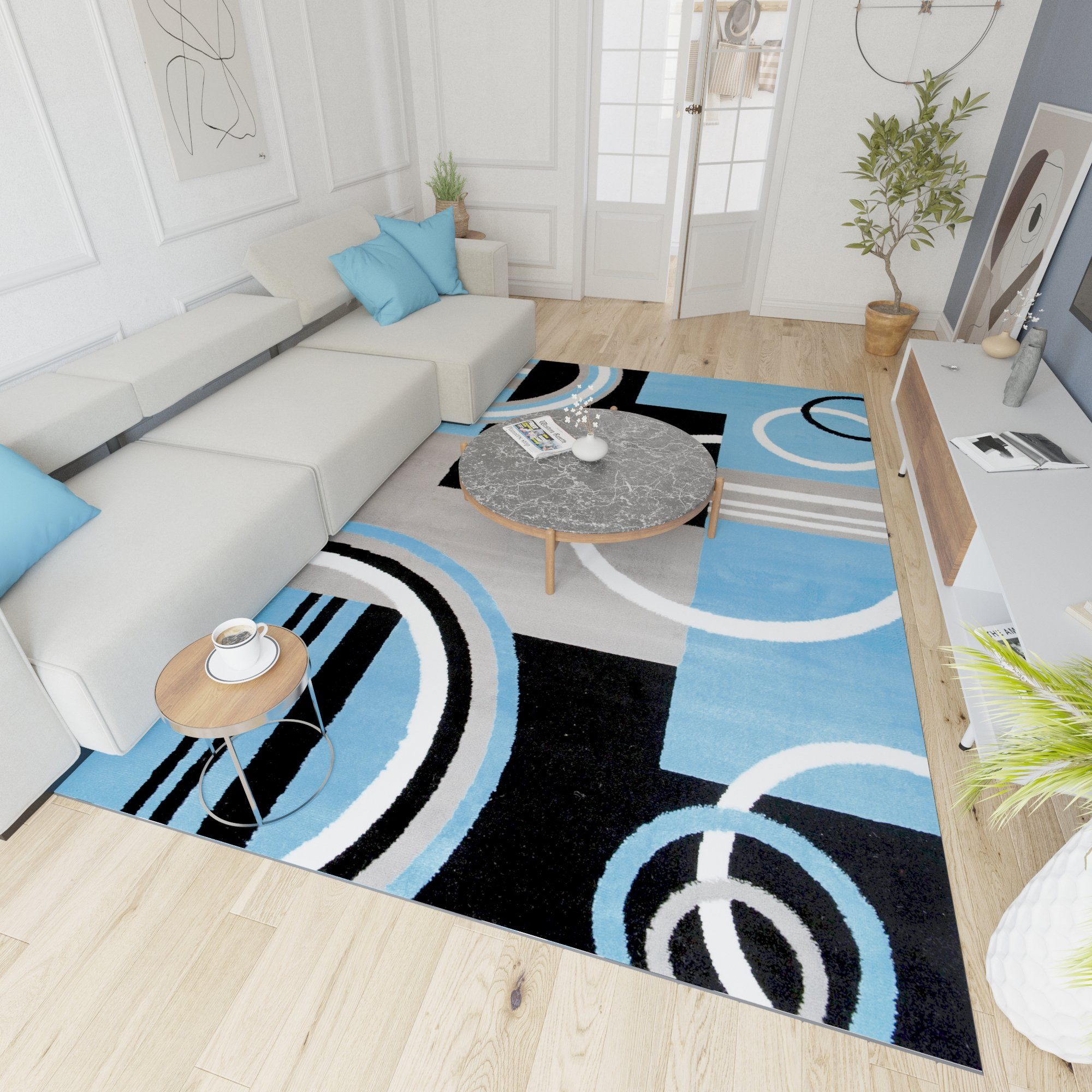 Mazovia Designteppich Modern Teppich Kurzflor Wohnzimmerteppich günstig online kaufen