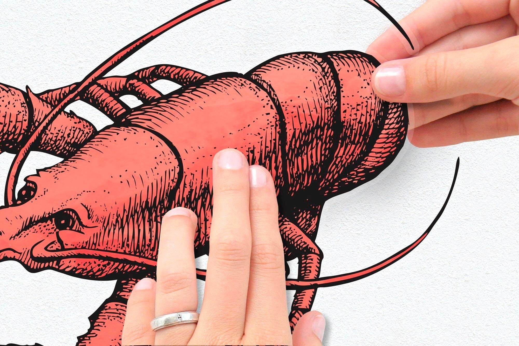 Komar Wandtattoo Seafood - Größe 50 x 70 cm, selbstklebend, Wandsticker
