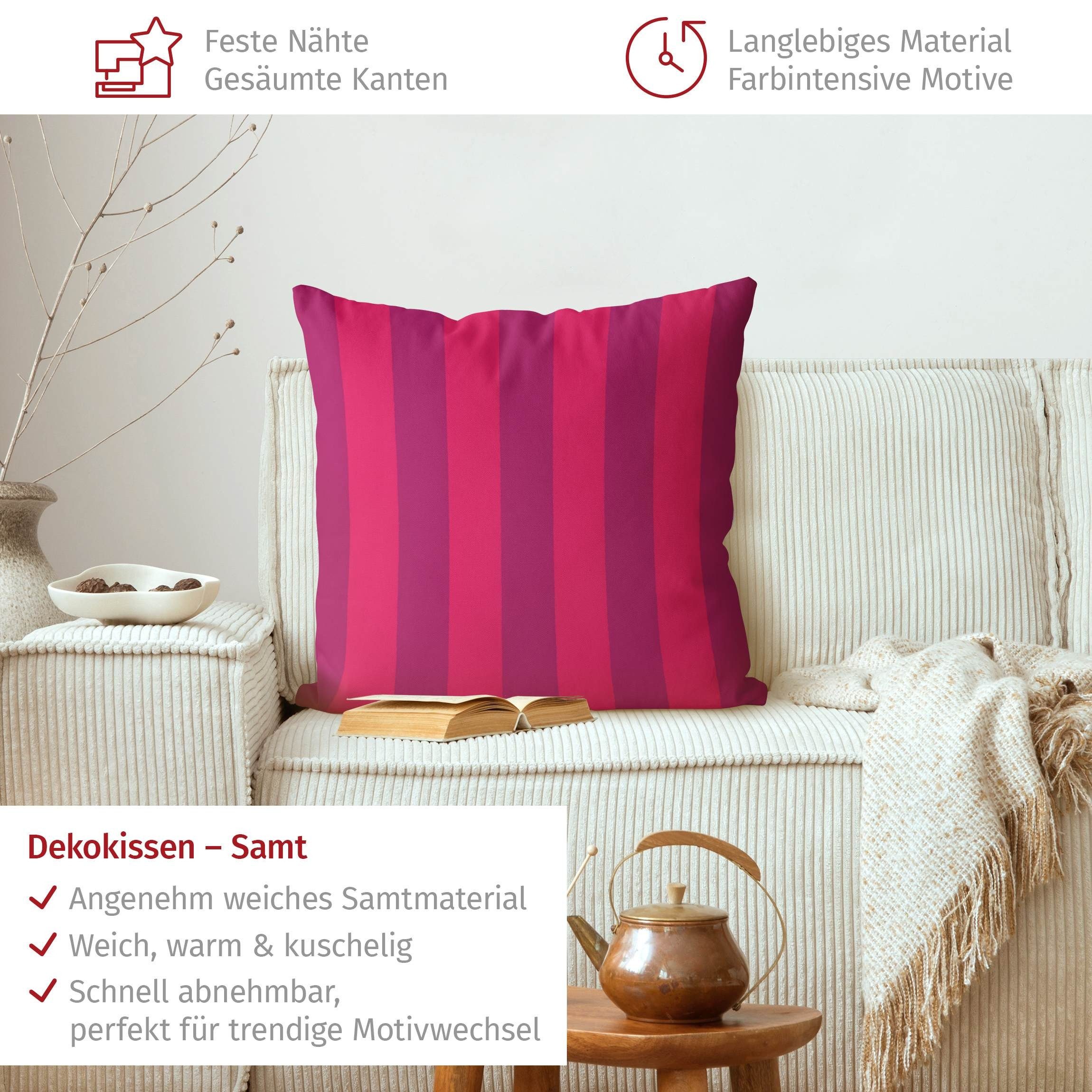 Bilderdepot24 Dekokissen drinnen Kissenhülle/ Sofakissen/ Zierkissen pink Muster Pop Art, Bezug mit / ohne Füllung Zierkissen Outdoor Sofa Bett