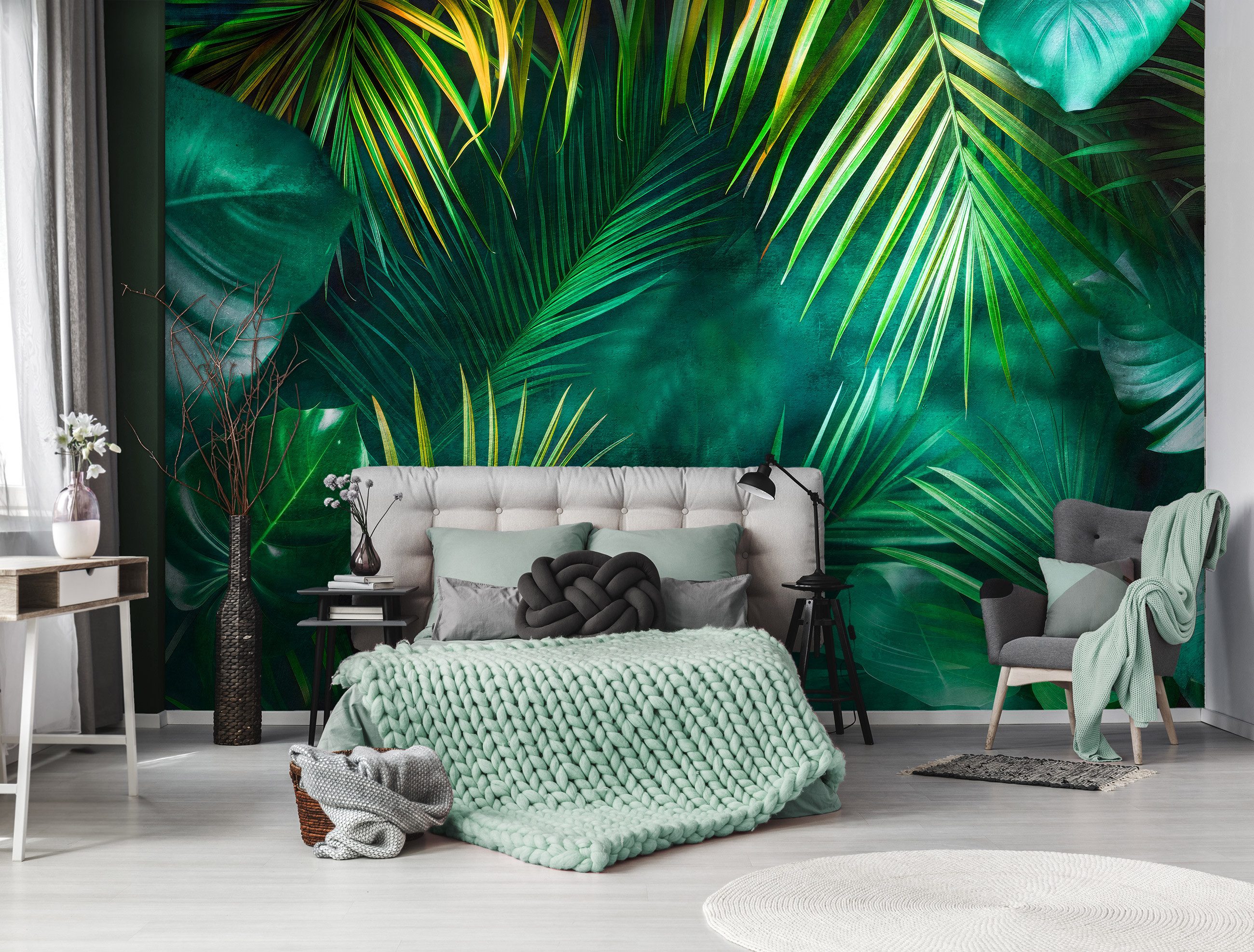 Wallarena Fototapete Blätter Tropisch Grün Vlies Tapete Wohnzimmer Schlafzi günstig online kaufen