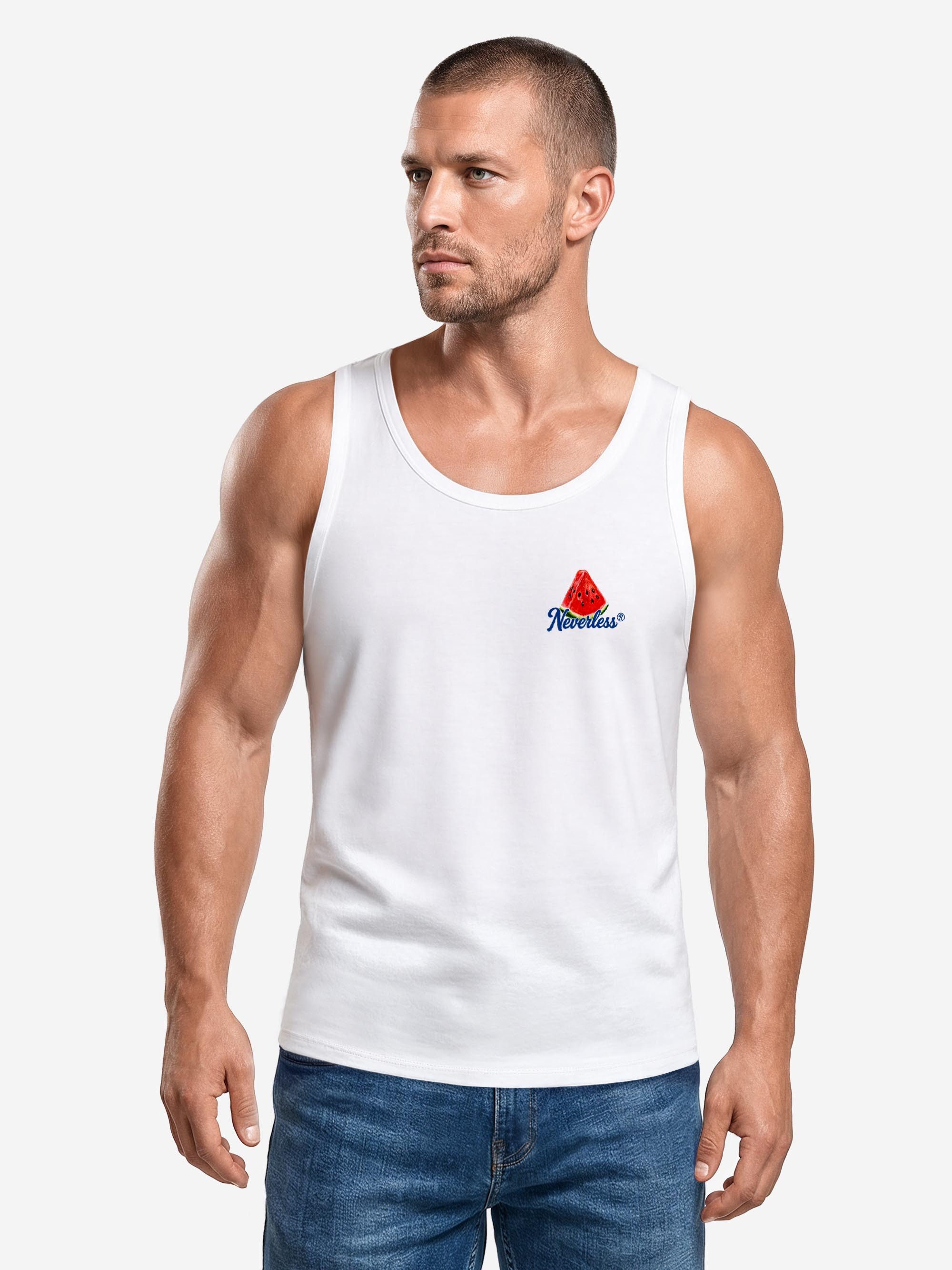 Neverless Tanktop Tanktop Herren mit Grafik-Print - Design Watermelon - Trägershirt mit Print