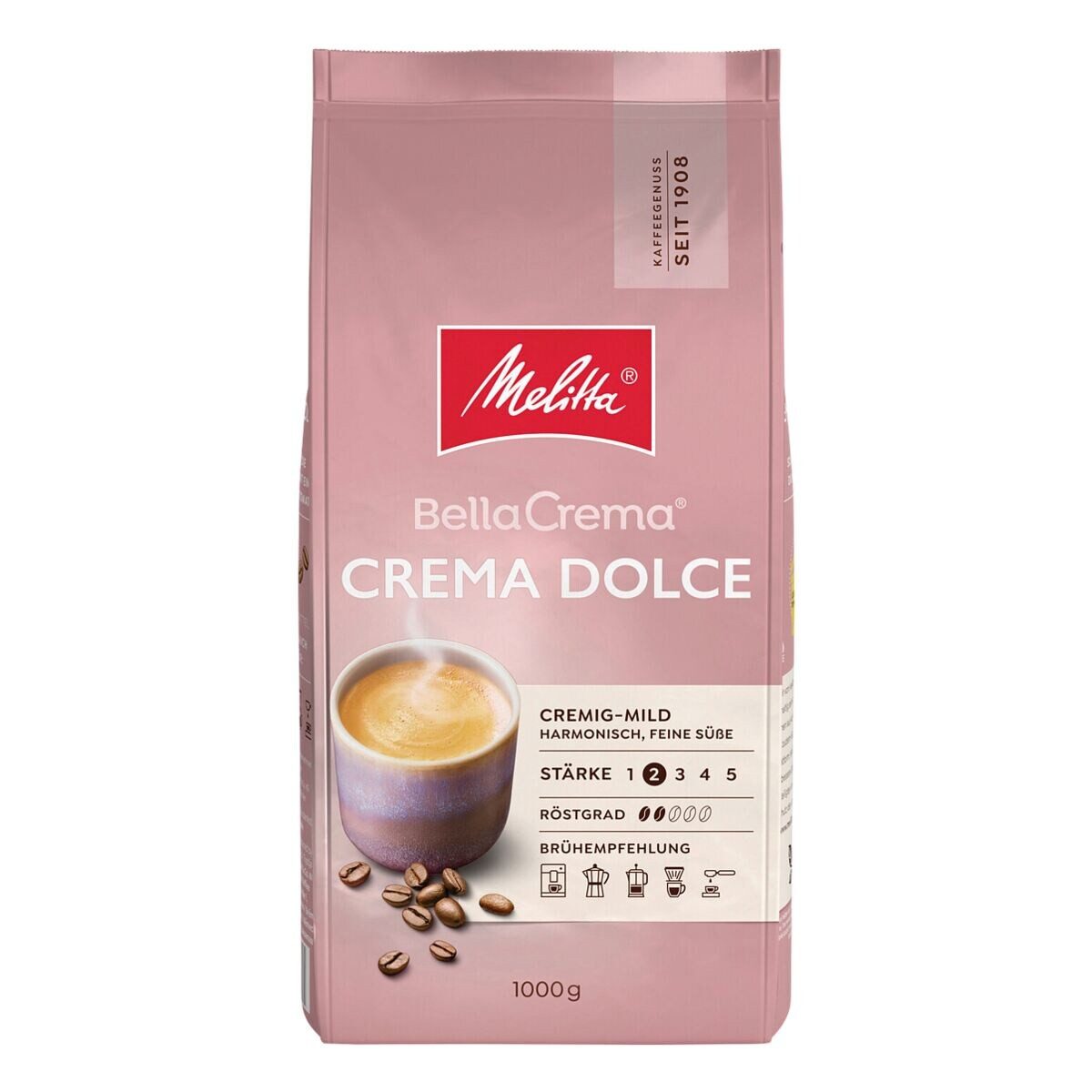 Melitta Kaffee BellaCrema® Crema Dolce, 1000 g, ganze Bohnen