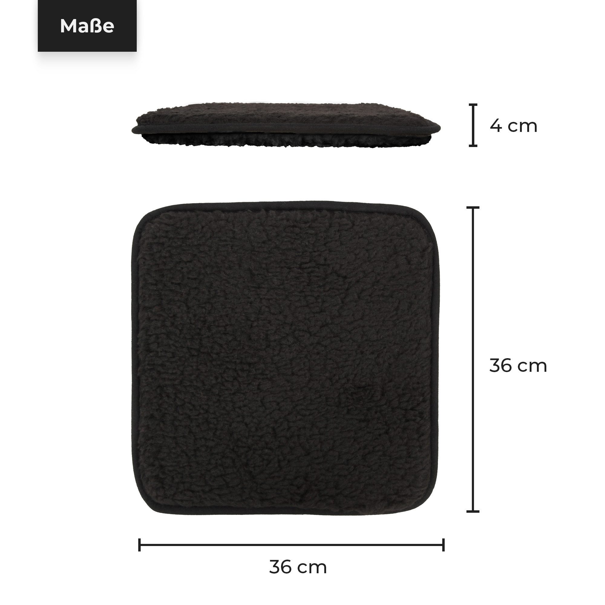 Bestlivings Stuhlkissen Lammflor Optik, 37cm x 37cm x 4cm - Sitzauflage Uni, Stuhlpolster Stuhlauflage