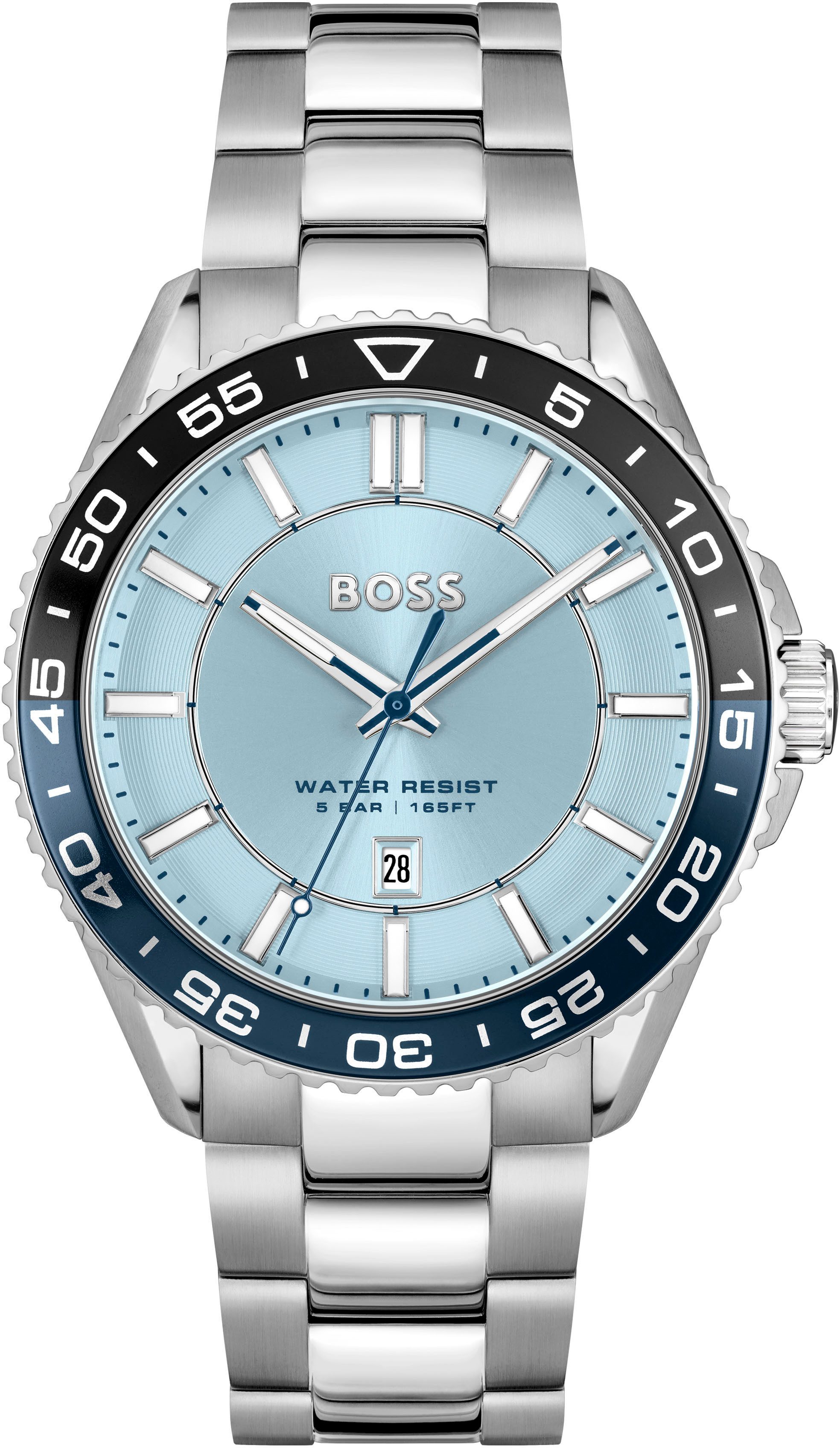 BOSS Quarzuhr RUNNER 3H 1514207, Armbanduhr, Herrenuhr, Edelstahlarmband, a günstig online kaufen
