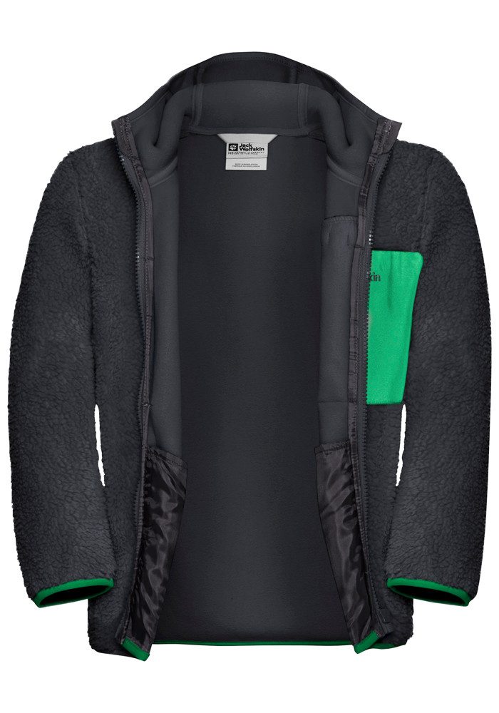 Jack Wolfskin Fleecejacke ICE CURL HOOD JACKET K Übergangsjacke mit Kapuze, mit Brusttasche mit Reißverschluss