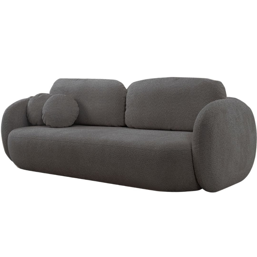 Compleo Schlafsofa Modernes Design Sofa,3-Sitzer Sofa, Runde Armlehnen, Polstermöbel modern