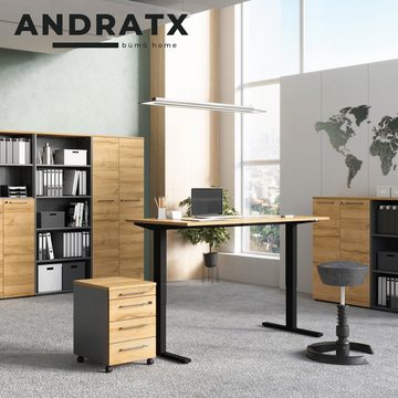 bümö Schreibtisch Andratx, elektrisch höhenverstellbar, 160x80 cm, Eiche-Schwarz