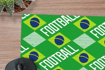 MuchoWow Gaming Mauspad Brasilien - Fußball - Muster (1-St), Mousepad mit Rutschfester Unterseite, Gaming, 40x40 cm, XXL, Großes
