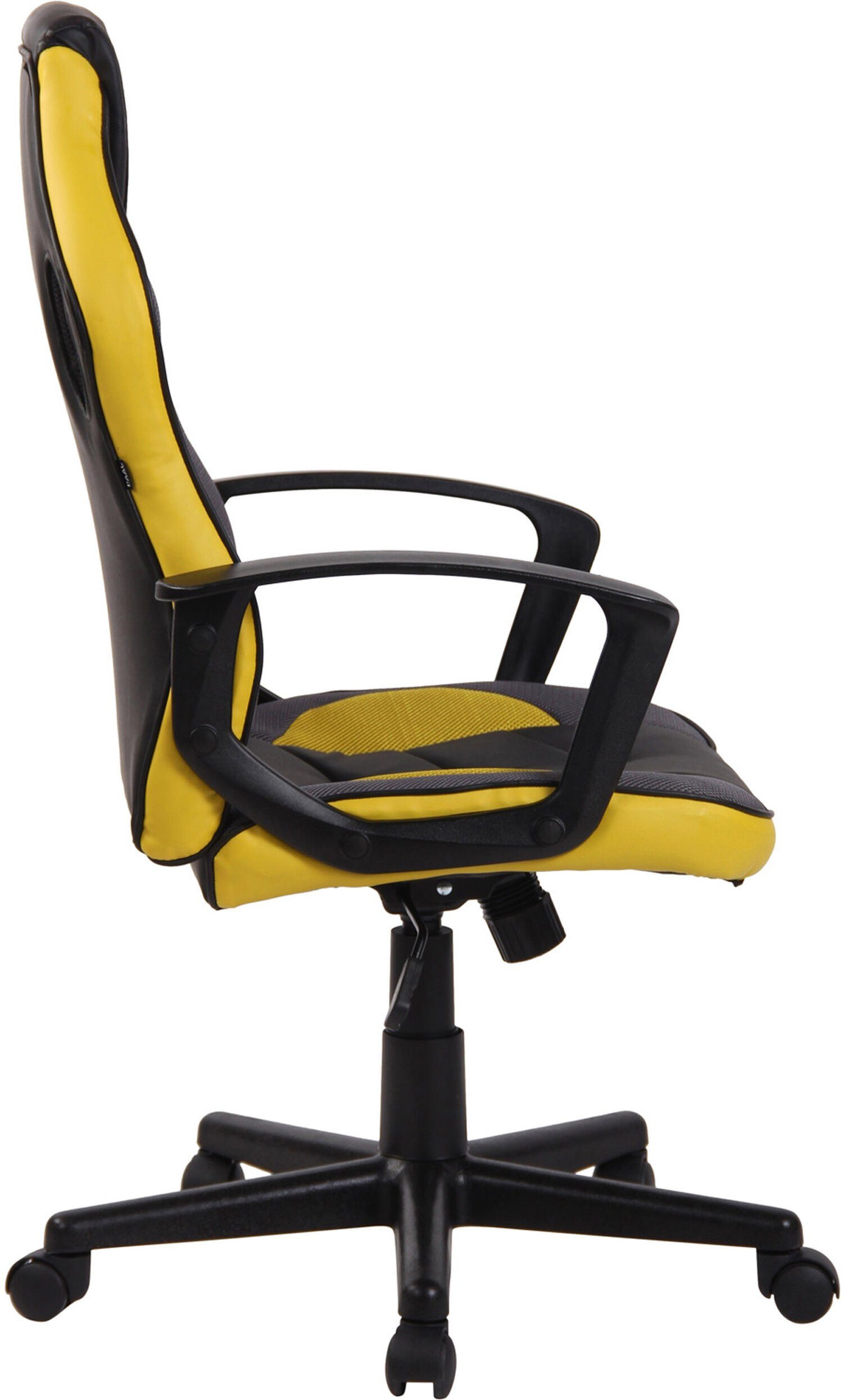und Chefsessel, Netzbezug Kunststoff schwarz/gelb - Drehstuhl, 360° höhenverstellbar schwarz Kunstleder, Gaming-Stuhl - Rückenlehne drehbar mit (Schreibtischstuhl, Gestell: TPFLiving bequemer Glan Konferenzstuhl),