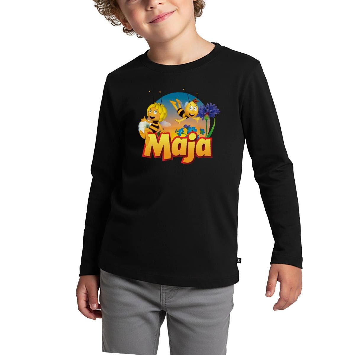 Spreadshirt T-Shirt Biene Maja Zusammen mit Willi Kinder Premium Langarmshirt (1-tlg)