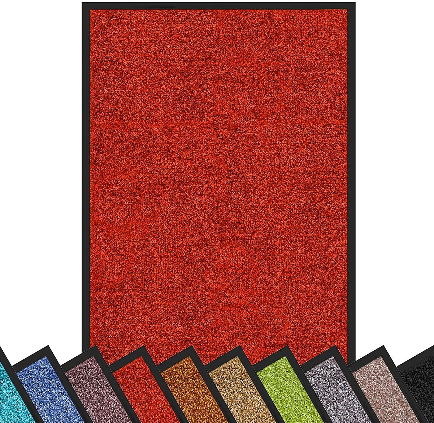 Fußmatte Rhine, waschbare & leistungsstarke Fußmatte mit Rutschfester Rückseite, Color Your Life, rechteckig, Höhe: 6 mm, Erhältlich in vielen Größen Water Melon Red | Flachgewebe-Teppiche