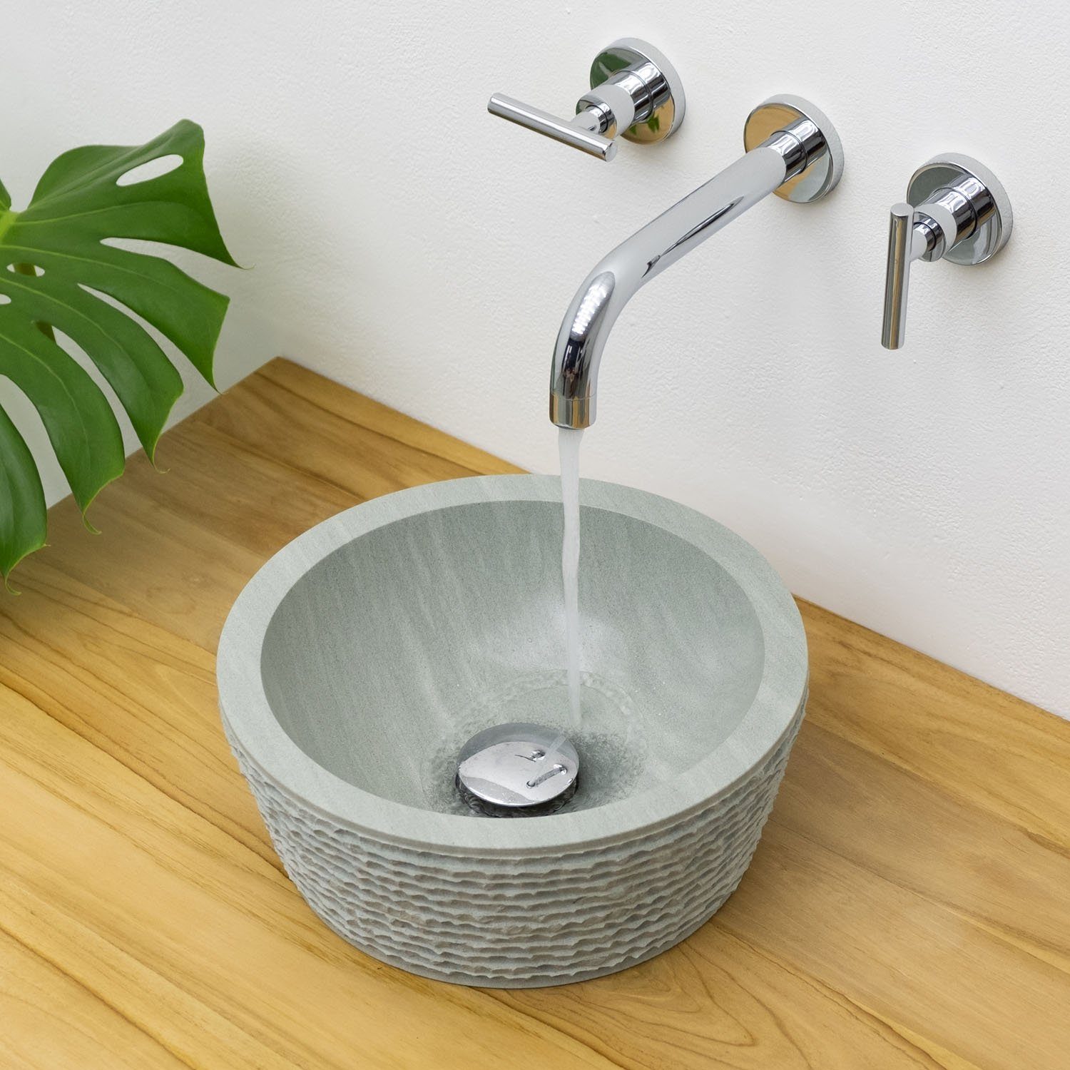 wohnfreuden Aufsatzwaschbecken Sandstein Waschbecken MINIYAYA 30 cm