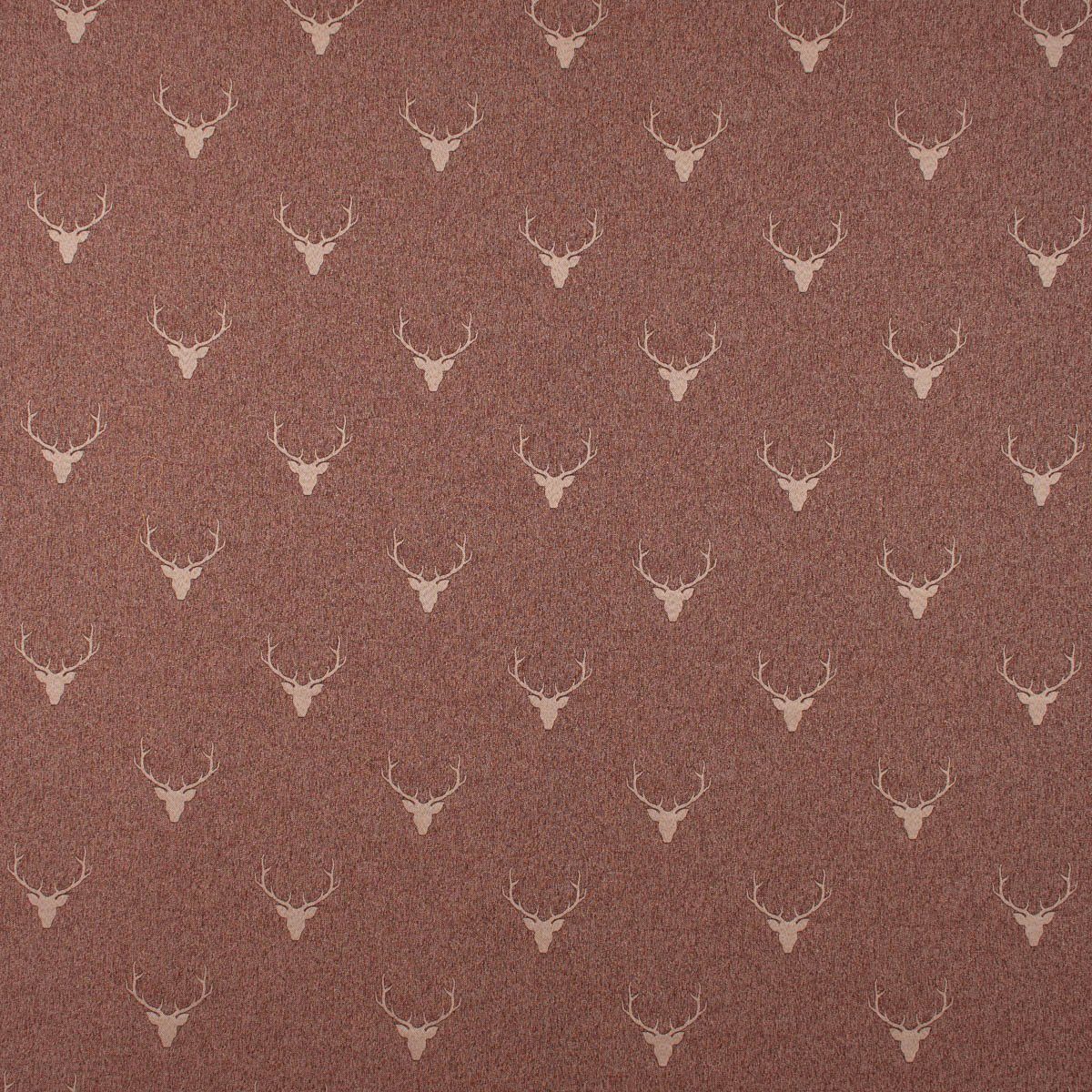 SCHÖNER LEBEN. Tischläufer Jacquard Hirschkopf Geweih rotbraun beige, handmade