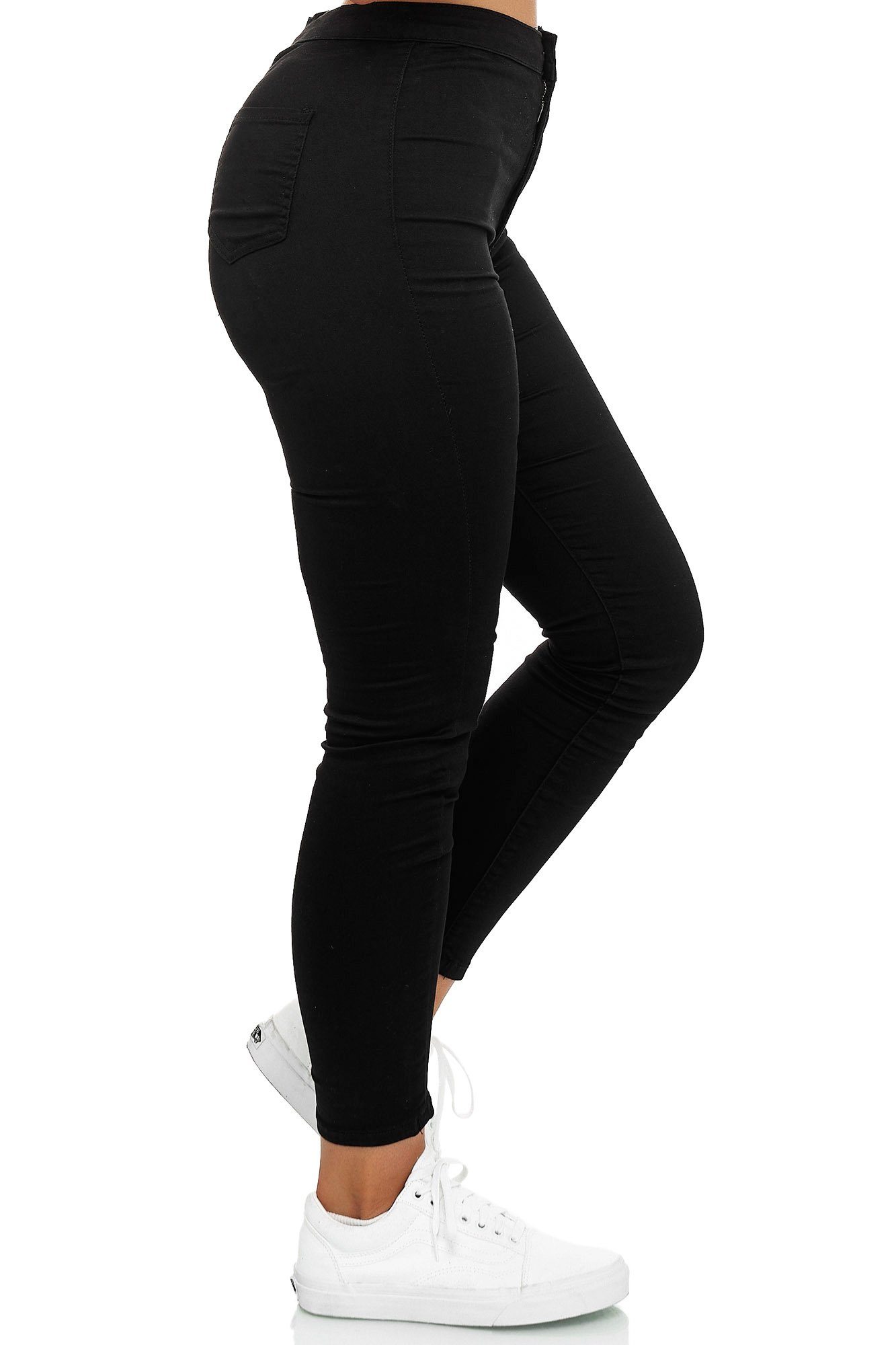 Elara High-waist-Jeans Elara Damen Slim High Fit Jeans Waist (1-tlg) Schwarz