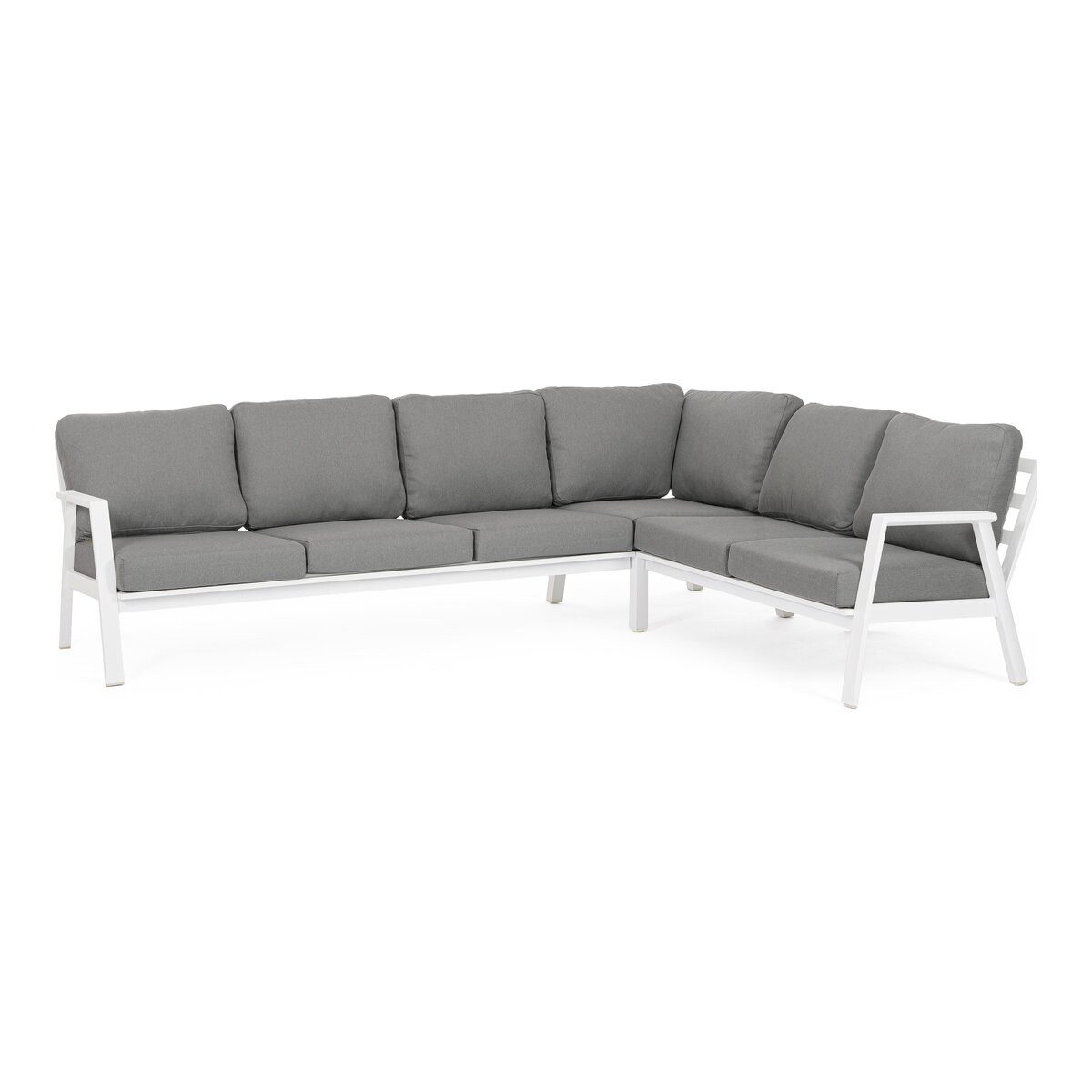 Feeling4Home Gartensofa Flaminio - Aluminium Weiß, Olefin-Stoff Dunkelgrau, Hochwertig gepolstert, hoher Sitzkomfort