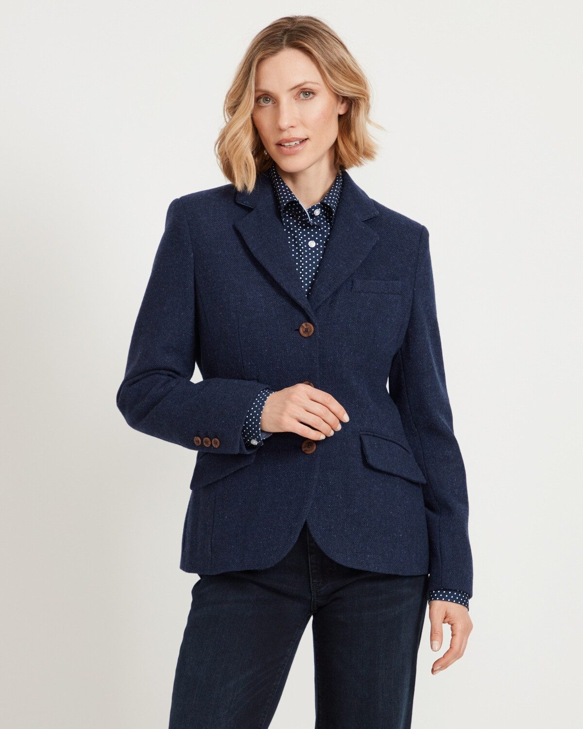 Highmoor Jackenblazer Tweedblazer mit Lodenkontrast