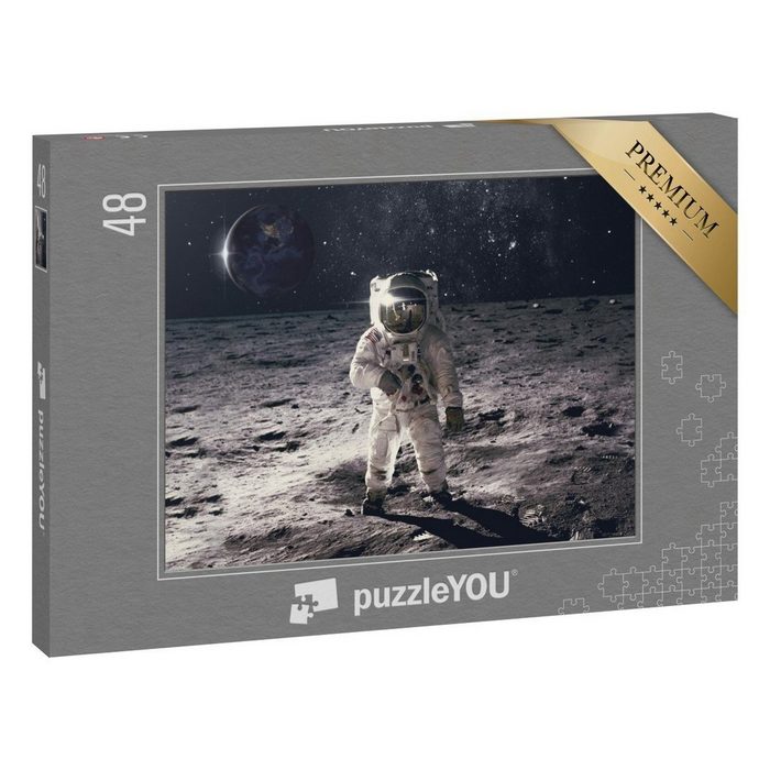 puzzleYOU Puzzle Astronaut mit Weltraumhintergrund 48 Puzzleteile puzzleYOU-Kollektionen Menschen Astronaut